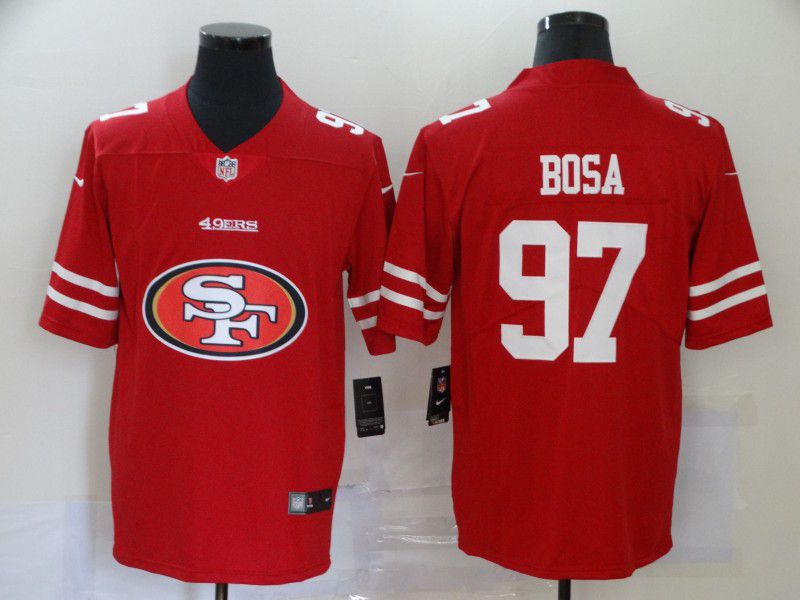 Men San Francisco 49ers #97 Bosa Red Nike Team logo fashion NFL Jersey